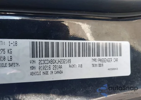 2018 Dodge Charger Sxt Rwd from USA, damaged, VIN 2C3CDXBGXJH232109